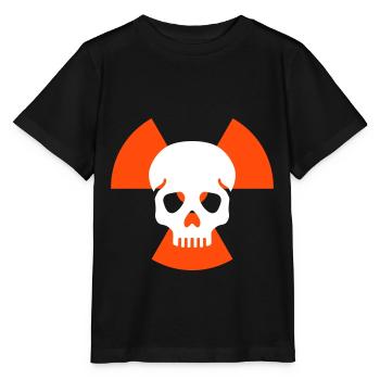 Schädel ohne Unterkiefer vor Strahlenwarnzeichen - Stanley/Stella Kinder T-Shirt MINI CREATOR  - Schwarz - Vorne - Mikhail (115cm)