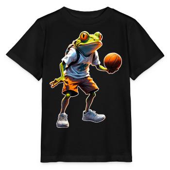 Frosch Basketball - Stanley/Stella Kinder T-Shirt MINI CREATOR  - Schwarz - Vorne - Mikhail (115cm)