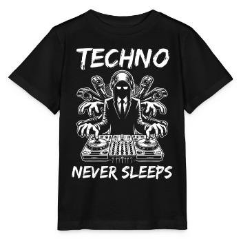 La techno non dorme mai – Cool DJ design - Maglietta per bambini MINI CREATOR di Stanley/Stella - nero - Fronte - Mikhail (115cm)
