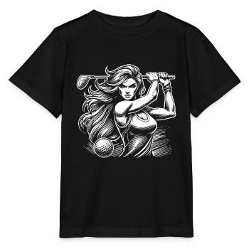 Design de golfeur cool avec une golfeuse attrayante - T-shirt bio MINI CREATOR Stanley/Stella Enfant - noir - Devant - Mikhail (115cm)