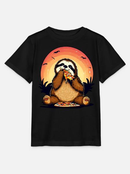 Pizza Faultier im Sonnenuntergang - Stanley/Stella Kinder T-Shirt MINI CREATOR - Schwarz