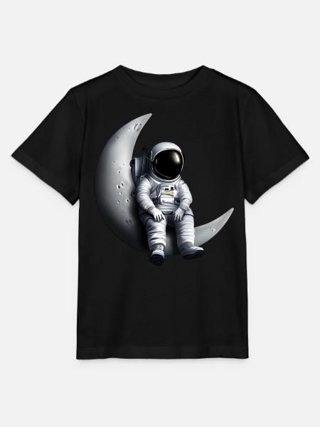 Astronaute en croissant de lune - T-shirt MINI CREATOR barn från Stanley/Stella - svart