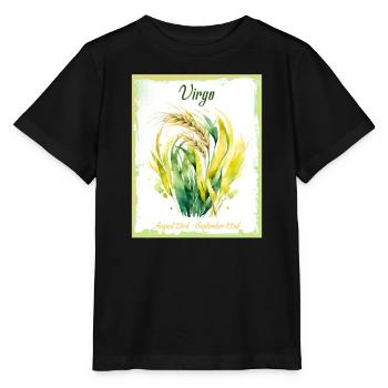 Sternzeichen in Aquarell: Jungfrau die Erntehelferin - Stanley/Stella Kinder T-Shirt MINI CREATOR  - Schwarz - Vorne - Mikhail (115cm)