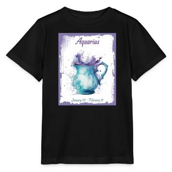 Signes du zodiaque à l’aquarelle : Verseau le Béa d’eau - T-shirt bio MINI CREATOR Stanley/Stella Enfant - noir - Devant - Mikhail (115cm)