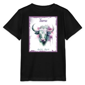 Signes du zodiaque à l’aquarelle : Taureau le taureau - T-shirt bio MINI CREATOR Stanley/Stella Enfant - noir - Devant - Mikhail (115cm)