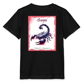 Zodiac Signs in Watercolor: Scorpio the Scorpion - Stanley/Stella MINI CREATOR Kids’ T-Shirt - black - Front - Mikhail (115cm)