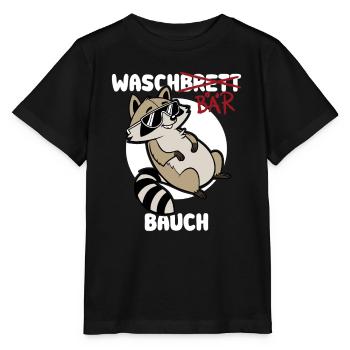 Waschbär Bauch - Waschbrett Bauch Geschenk - Stanley/Stella Kinder T-Shirt MINI CREATOR  - Schwarz - Vorne - Mikhail (115cm)