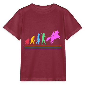 Pferderennen Evolution - Stanley/Stella Kinder T-Shirt MINI CREATOR  - Burgunderrot - Vorne - Kain (125cm)