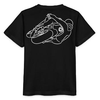 Rennmotorrad in Schräglage nach rechts - hell - Stanley/Stella Kinder T-Shirt MINI CREATOR  - Schwarz - Hinten - Mikhail (115cm)