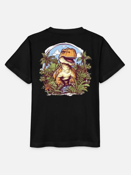 Dinosaurier im Dschungel - Stanley/Stella Kinder T-Shirt MINI CREATOR  - Schwarz