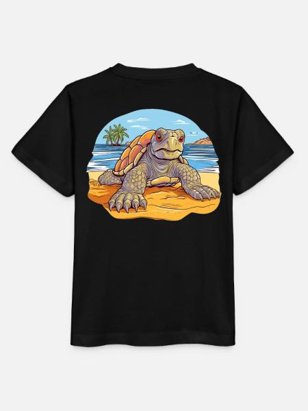 Schildkröte am Strand Illustration - Stanley/Stella Kinder T-Shirt MINI CREATOR  - Schwarz