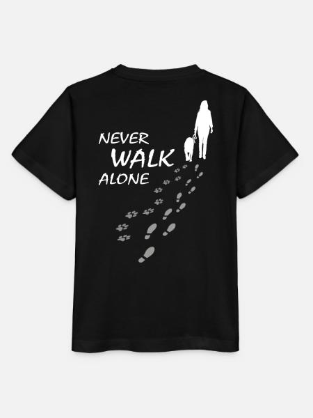 Never walk alone - Hund Frauchen Gassi, Backprint - Stanley/Stella Kinder T-Shirt MINI CREATOR  - Schwarz