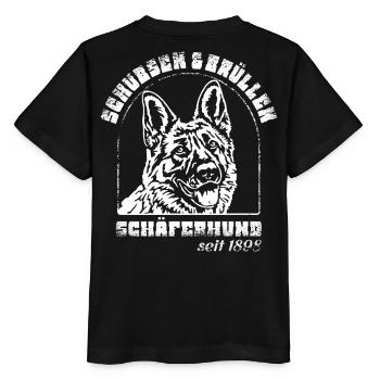 Schubsen und Brüllen Schäferhund - Stanley/Stella Kinder T-Shirt MINI CREATOR  - Schwarz - Hinten - Mikhail (115cm)
