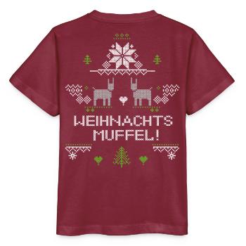 Christmas grouch, Ugly Christmas - Stanley/Stella MINI CREATOR Kids’ T-Shirt - burgundy - Back - Kain (125cm)