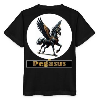 Pegasus mit schwarzen Flügeln - Stanley/Stella Kinder T-Shirt MINI CREATOR  - Schwarz - Hinten - Mikhail (115cm)