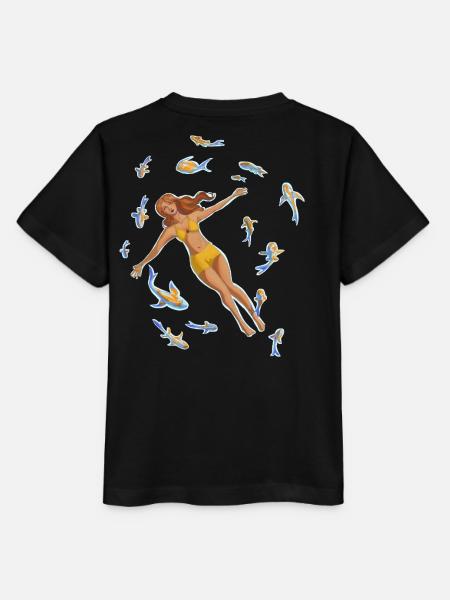 Frau im Wasser mit Koi-Fischen - Stanley/Stella Kinder T-Shirt MINI CREATOR - Schwarz