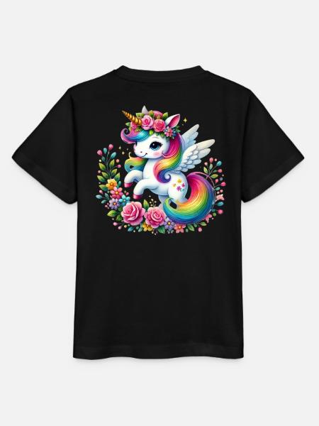 Regenbogen Fleur Einhorn - Stanley/Stella Kinder T-Shirt MINI CREATOR - Schwarz