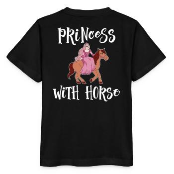 Princess With Horse Horse Girl Girl Cute - Stanley/Stella MINI CREATOR Kids’ T-Shirt - black - Back - Mikhail (115cm)
