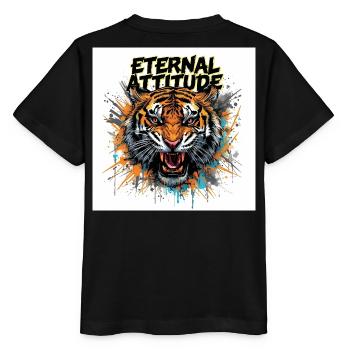 Eternal Tiger Pose - Stanley/Stella MINI CREATOR Kids’ T-Shirt - black - Back - Mikhail (115cm)