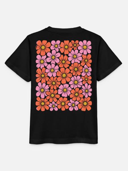 Pink-Orange Blüten Muster - Stanley/Stella Kinder T-Shirt MINI CREATOR  - Schwarz