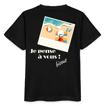 Je pense à vous sur la plage - T-shirt bio MINI CREATOR Stanley/Stella Enfant - noir - Dos - Mikhail (115cm)