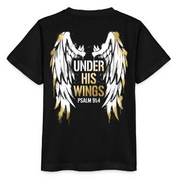 Under His Wings - Psalm 91:4 - Streetwear Art - Stanley/Stella MINI CREATOR Kids’ T-Shirt - black - Back - Mikhail (115cm)