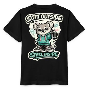 Douceur à l’extérieur, acier à l’intérieur – Koala Streetart - T-shirt bio MINI CREATOR Stanley/Stella Enfant - noir - Dos - Mikhail (115cm)