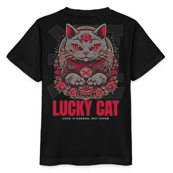 Lucky Cat Glückskatze Maneki Neko Rot - Stanley/Stella Kinder T-Shirt MINI CREATOR  - Schwarz - Hinten - Mikhail (115cm)