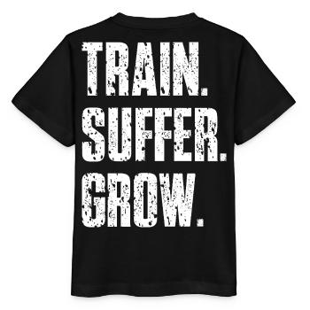 Train Suffer Grow Grunge Motto - White - Stanley/Stella MINI CREATOR Kids’ T-Shirt - black - Back - Mikhail (115cm)