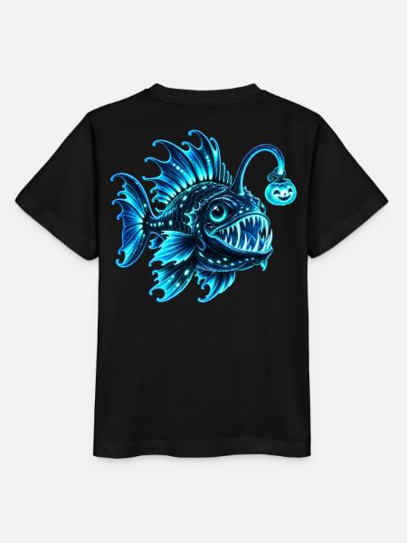 Blauer biolumineszenter Laternenfisch - Stanley/Stella Kinder T-Shirt MINI CREATOR - Schwarz