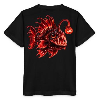 Roter biolumineszenter Laternenfisch - Stanley/Stella Kinder T-Shirt MINI CREATOR  - Schwarz - Hinten - Mikhail (115cm)