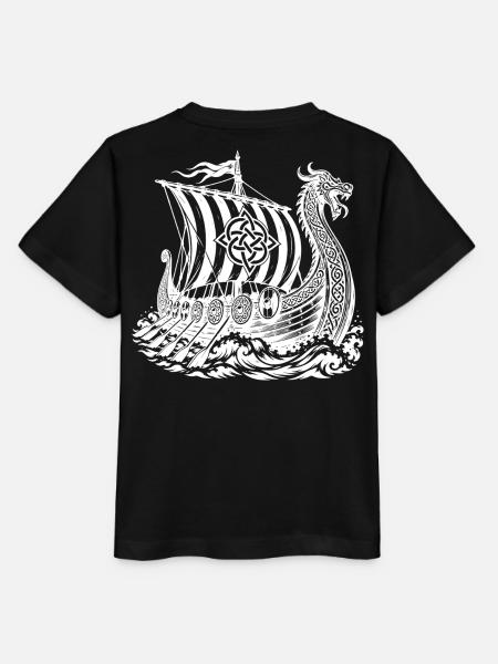 Wikinger-Drakkar-Langschiff mit Drachen-Bug - Stanley/Stella Kinder T-Shirt MINI CREATOR - Schwarz