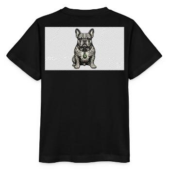 Tattoo Bulldog Gris mit Grünem Anhänger - Stanley/Stella Kinder T-Shirt MINI CREATOR  - Schwarz - Hinten - Mikhail (115cm)
