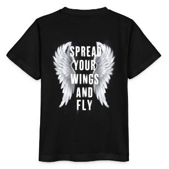 Breite deine Flügel aus und fliege Engelsflügel - Stanley/Stella Kinder T-Shirt MINI CREATOR  - Schwarz - Hinten - Mikhail (115cm)
