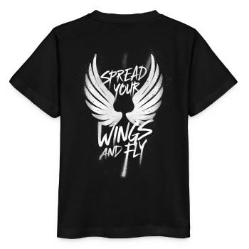 Breite deine Flügel aus und fliege Engelsflügel - Stanley/Stella Kinder T-Shirt MINI CREATOR  - Schwarz - Hinten - Mikhail (115cm)