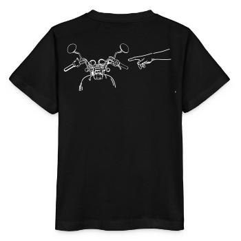Motorcycle Handlebar Index Finger God - Stanley/Stella MINI CREATOR Kids’ T-Shirt - black - Back - Mikhail (115cm)