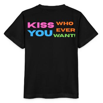 Pride / CSD / LGBTQ+ Design "Kiss" - Stanley/Stella MINI CREATOR Kids’ T-Shirt - black - Back - Mikhail (115cm)