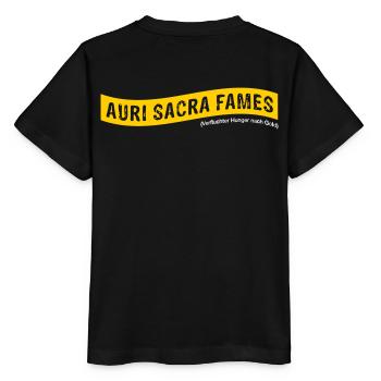 Auri sacra fames (lateinisch) >Vectorgraphic - Stanley/Stella Kinder T-Shirt MINI CREATOR  - Schwarz - Hinten - Mikhail (115cm)