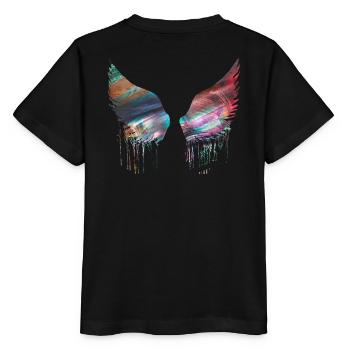Angelwings,Ailes,Aquarelle,Ailes d’Ange,Métallique - T-shirt bio MINI CREATOR Stanley/Stella Enfant - noir - Dos - Mikhail (115cm)