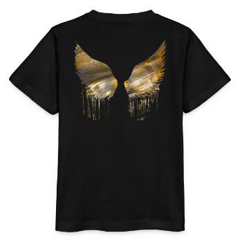 Angelwings,Wings,Gold,Angel Wings,Metallic - Stanley/Stella MINI CREATOR Kids’ T-Shirt - black - Back - Mikhail (115cm)