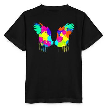 Angelwings,Wings,Aquarelle,Coloré, Angel Wings - T-shirt bio MINI CREATOR Stanley/Stella Enfant - noir - Dos - Mikhail (115cm)