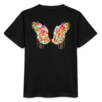 Angelwings,Wings,Aquarelle,Coloré, Angel Wings - T-shirt bio MINI CREATOR Stanley/Stella Enfant - noir - Dos - Mikhail (115cm)