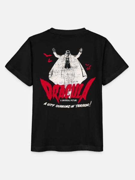 Universal Monsters Dracula Writing Red With Bats - Stanley/Stella MINI CREATOR Kids’ T-Shirt - black