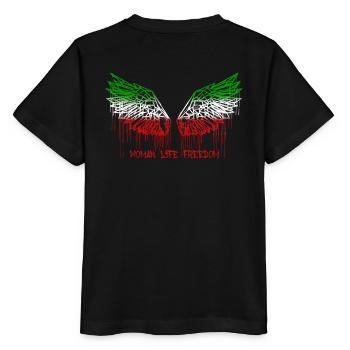 Angelwings,Liberté de vie de femme,Iran,Angel Wings - T-shirt bio MINI CREATOR Stanley/Stella Enfant - noir - Dos - Mikhail (115cm)