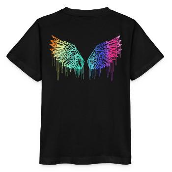 Angelwings,ailes,aquarelle,LGTB,ailes d’ange,coloré - T-shirt bio MINI CREATOR Stanley/Stella Enfant - noir - Dos - Mikhail (115cm)