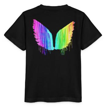 Angelwings,Ailes,Aquarelle,Ailes d’Ange,Coloré,LGBT - T-shirt bio MINI CREATOR Stanley/Stella Enfant - noir - Dos - Mikhail (115cm)