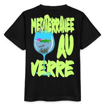 Méditerranée au Verre - Suréalisme petiteToulon - T-shirt bio MINI CREATOR Stanley/Stella Enfant - noir - Dos - Mikhail (115cm)