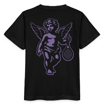 Tennis Fun Shirt Angel Cherub Retro Renaissance - Stanley/Stella MINI CREATOR Kids’ T-Shirt - black - Back - Mikhail (115cm)
