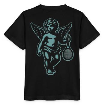 Tennis Shirt Angel Cherub Retro Renaissance Fun - Stanley/Stella MINI CREATOR Kids’ T-Shirt - black - Back - Mikhail (115cm)