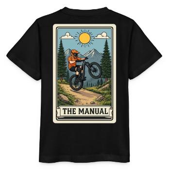 Manual-Trick im Mountainbike-Trail - Stanley/Stella Kinder T-Shirt MINI CREATOR  - Schwarz - Hinten - Mikhail (115cm)